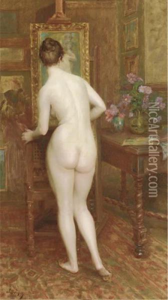 The Artist's Model Oil Painting - Auguste Leveque