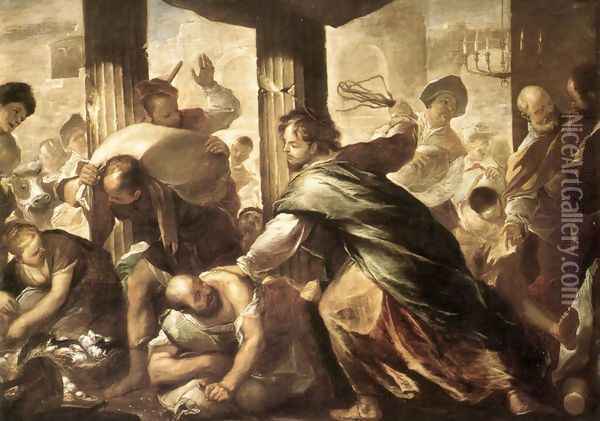 Christ Cleansing the Temple Oil Painting - Luca Giordano