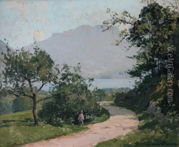 Paysage, Bord De Lac Oil Painting - Paul Emile Lecomte