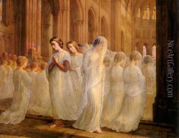 Le Poème de l'âme - Première communion (The Poem of the Soul - First Communion) Oil Painting - Anne-Francois-Louis Janmot