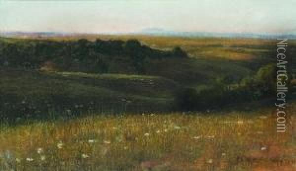 Veduta Della Campagna Romana Con Il Monte Soratte In Lontananza Oil Painting - Giulio Artistide Sartorio