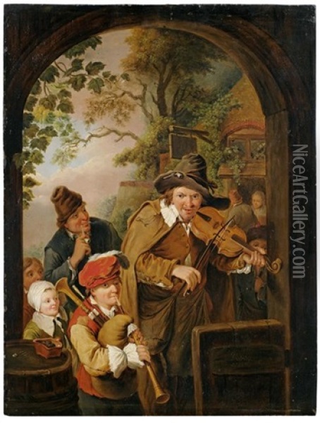 Musikanten Auf Wanderschaft Oil Painting - Christian Wilhelm Ernst Dietrich