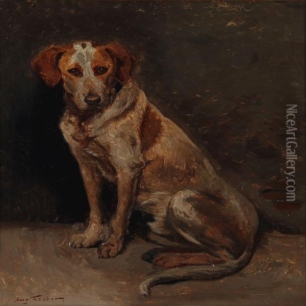 A Dog. Oil Painting - August Fischer