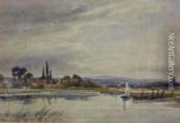 On The Trent Oil Painting - Peter de Wint