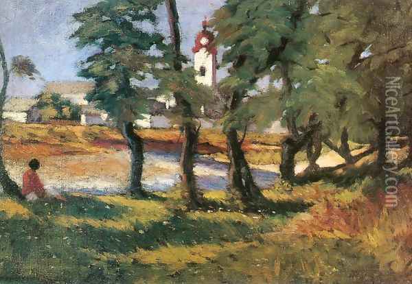 View of Nagybanya c. 1903 Oil Painting - Jeno Maticska