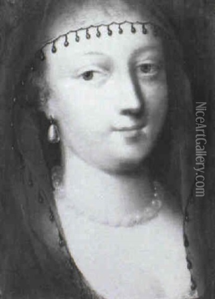 Portrait Of Marie De Medici, Bust Length Oil Painting - Charles Beaubrun