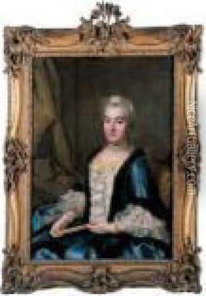 Portrait De Madame De Brosse, Fille De Monsieur Briasson, Echevin Lyonnais Oil Painting - Donatien Nonnotte