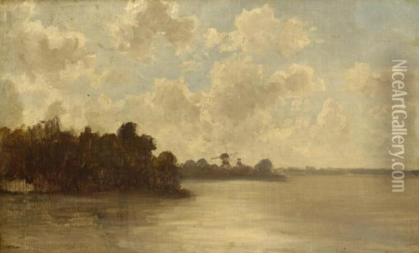View Of A Lake Oil Painting - Paul Joseph Constantine Gabriel