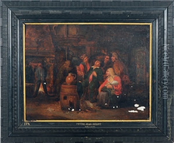 Drinking In A Tavern Oil Painting - Pieter Jansz Quast
