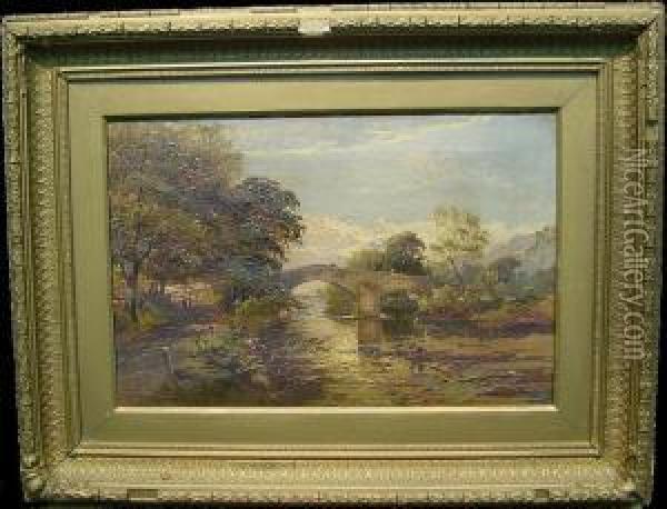 Ilkley Bridge From The Nesfield Road Oil Painting - William Matthison
