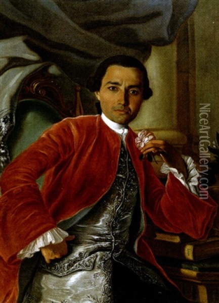 Portrait Of A Neapolitan Nobleman Oil Painting - Giuseppe Bonito