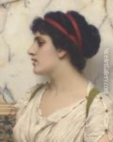 Portrait Of A Young Woman Oil Painting - John William Godward