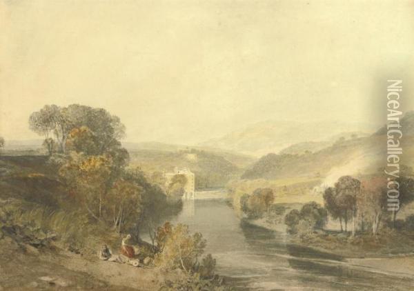 Addingham Mill On The River Wharfe, Yorkshire Oil Painting - Joseph Mallord William Turner