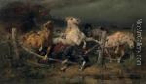 Fleeing Wallachian Horses Oil Painting - Adolf Schreyer