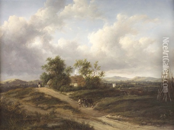 Man With Horse On A Country Road Oil Painting - Patrick Nasmyth