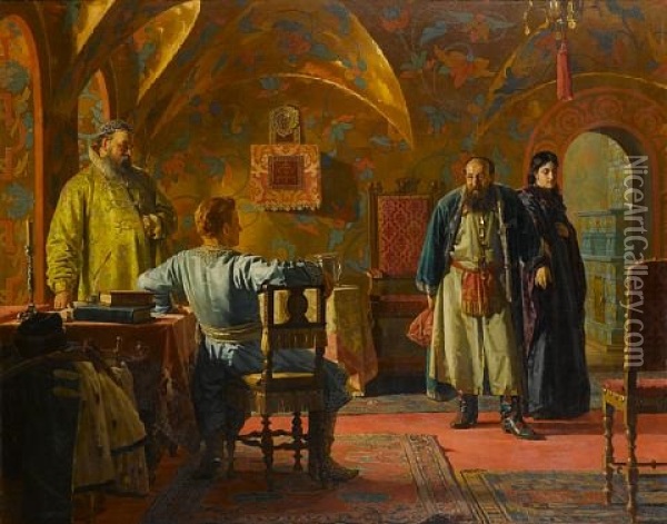 In The Boyar's Chamber Oil Painting - Konstantin Egorovich Makovsky