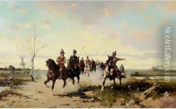Ritorno A Cavallo Oil Painting - Alfredo Tominz