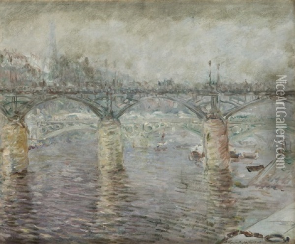 Pont Des Arts In Paris Oil Painting - Konstantin Kuznetsov