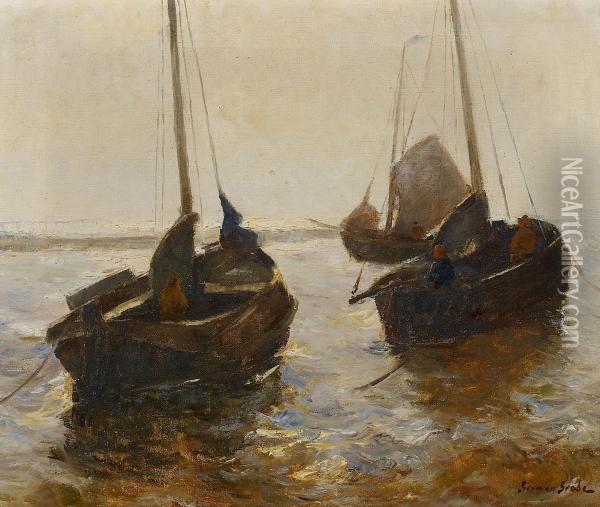 Zwei Fischerboote Oil Painting - German Grobe