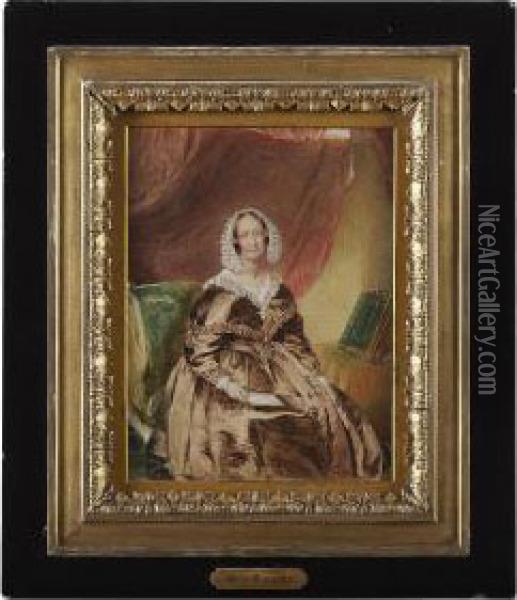 Three Quarter Length Portrait Of Mrs Skene In An Interior Oil Painting - William Charles Ross