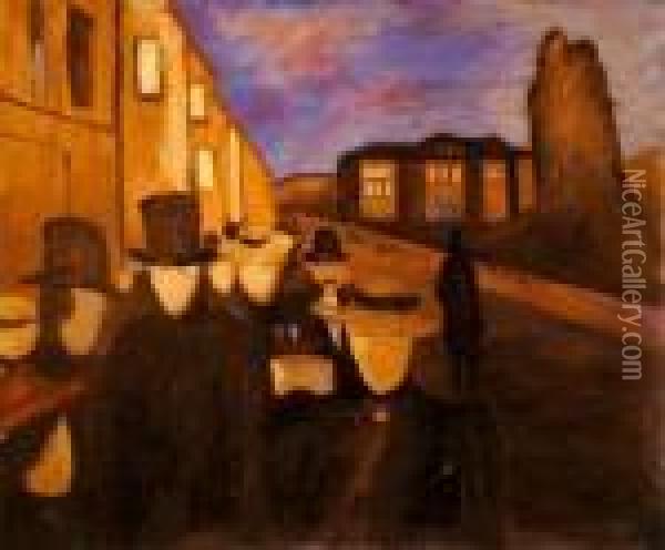 Evening On Karl Johan Oil Painting - Edvard Munch