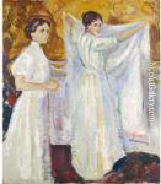 Two Nurses Oil Painting - Edvard Munch
