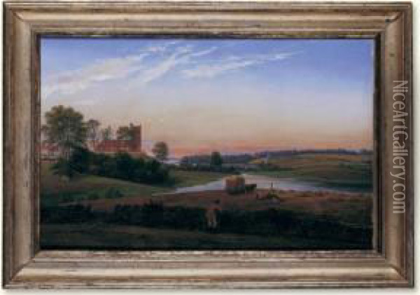 A View From Bavnebakken Near Sor Oil Painting - Johan Christian Clausen Dahl