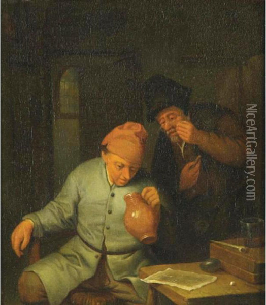 Peasants In A Tavern Oil Painting - Adriaen Jansz. Van Ostade