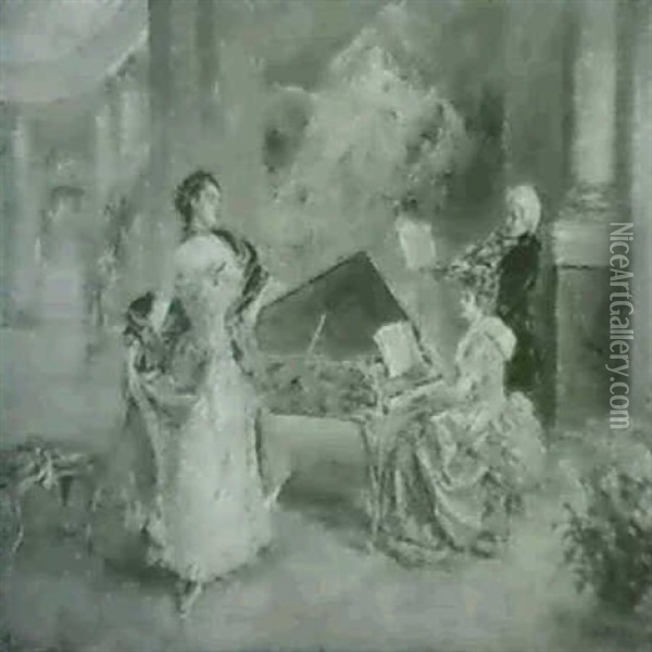 Ladies In The Salon Oil Painting - Eduardo Leon Garrido