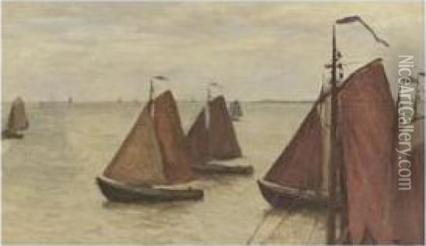 Sailing Boats On The Zuiderzee Oil Painting - Willem Bastiaan Tholen