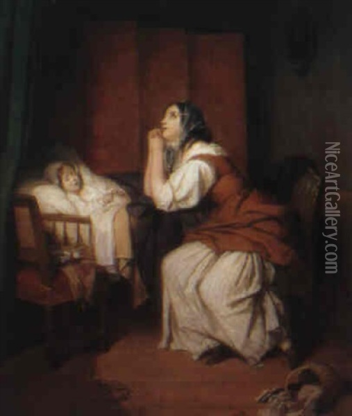 La Fille Malade Oil Painting - Joseph Beaume