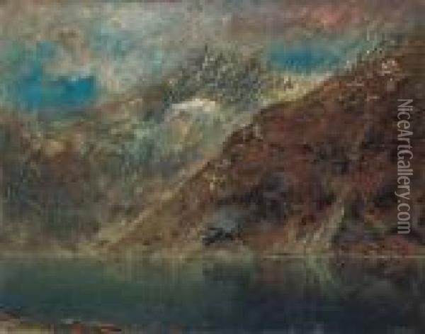 Tatra Landscape With A Tarn Oil Painting - Laszlo Mednyanszky