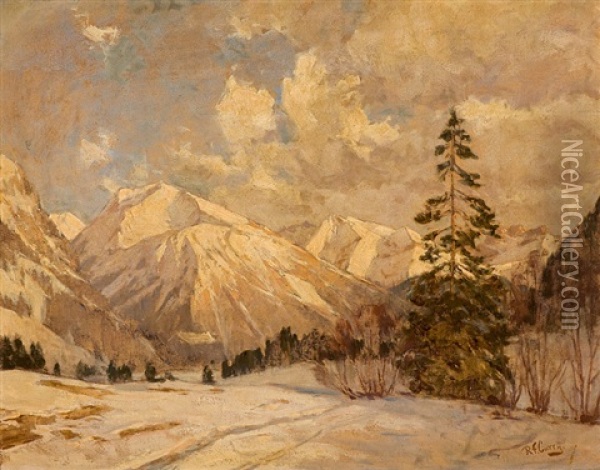 Evening In The Alps Oil Painting - Robert Franz Curry