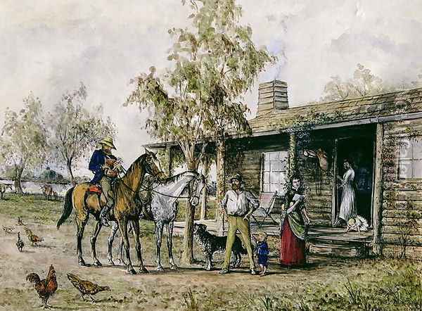 The Homesick Pioneer Woman Oil Painting - J. Comins