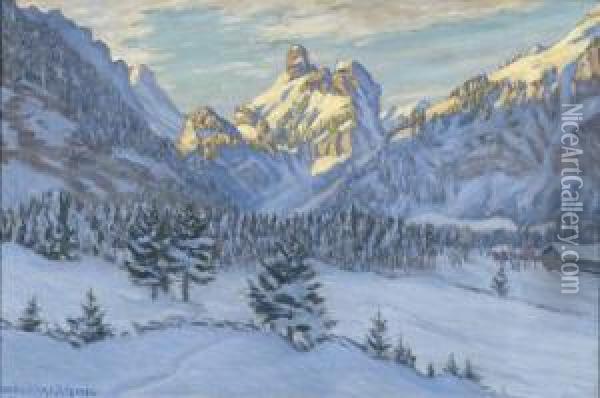 Wintermorgen Oil Painting - Waldemar Fink