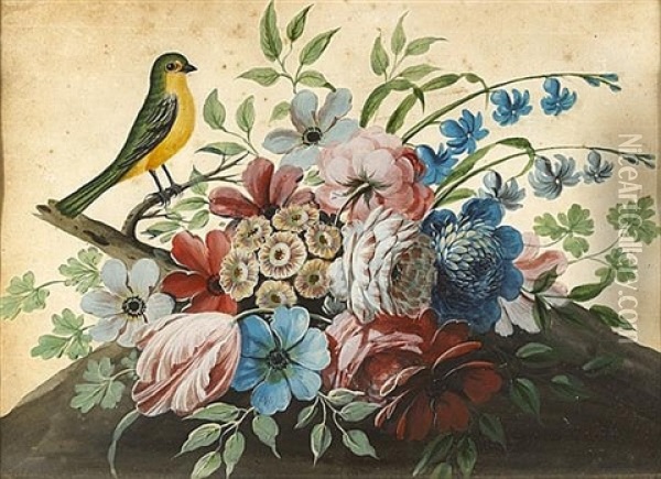 Birds And Flowers Oil Painting - Samuel Dixon