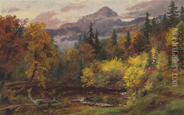 Autumn Foliage In The White Mountains (mount Chocorua) Oil Painting - Jasper Francis Cropsey