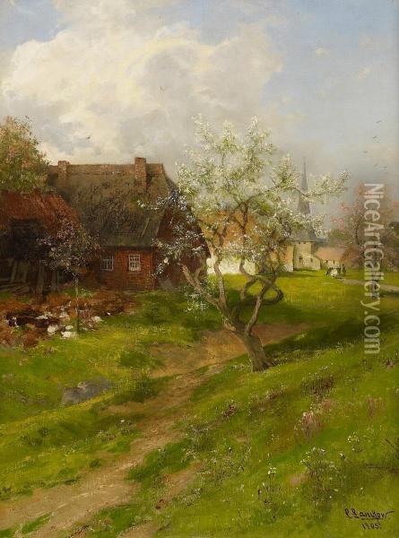 Fruhling Im Dorf Oil Painting - Ludwig Lanckow