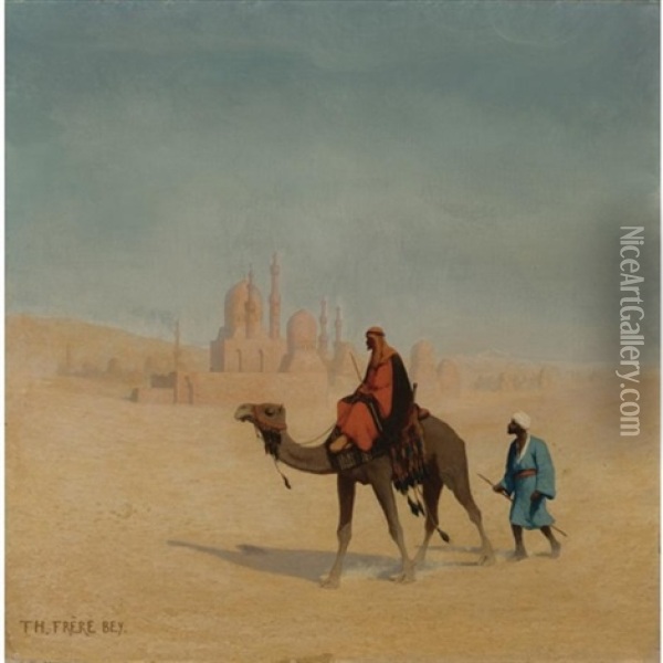 Crossing The Desert Oil Painting - Charles Theodore (Frere Bey) Frere
