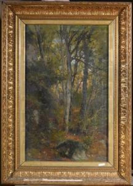 Waldlandschaft. Oil Painting - Auguste Bachelin