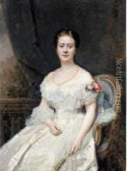 Retrato De La Condesa Musella (portrait Of The Countess Musella) Oil Painting - Raimundo de Madrazo y Garreta