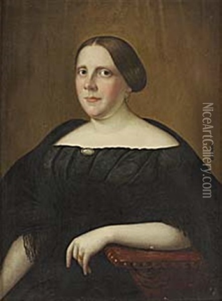 Portratt Av Kvinna I Svart Oil Painting - Carl Peter Lehmann