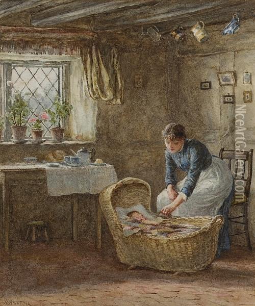 The Cradle Oil Painting - Helen Mary Elizabeth Allingham