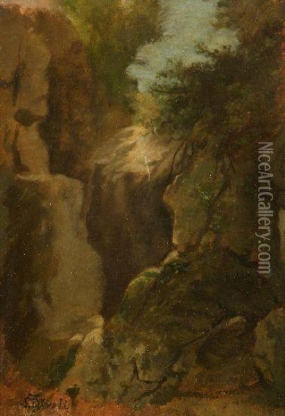 Paesaggio Con Rocce Oil Painting - Serafino Da Tivoli