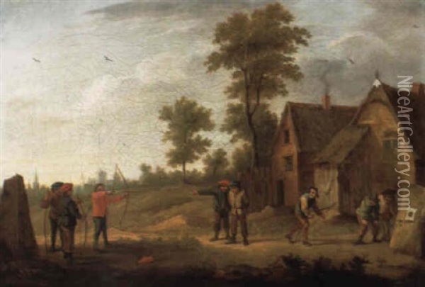 Bogenschutzen Vor Einem Bauernhaus Oil Painting - Thomas Van Apshoven