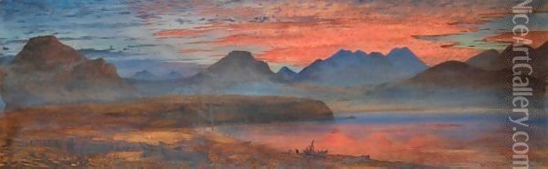 The Gulf Of Corinth At Sunset Oil Painting - Andrew Mccallum