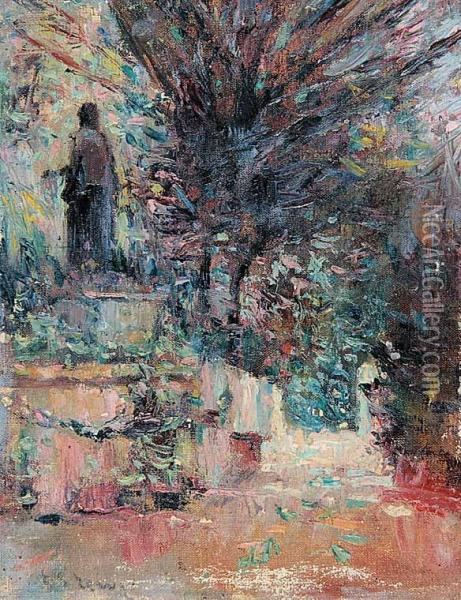 Untitled - European Fountain Oil Painting - Edward S. Lowe