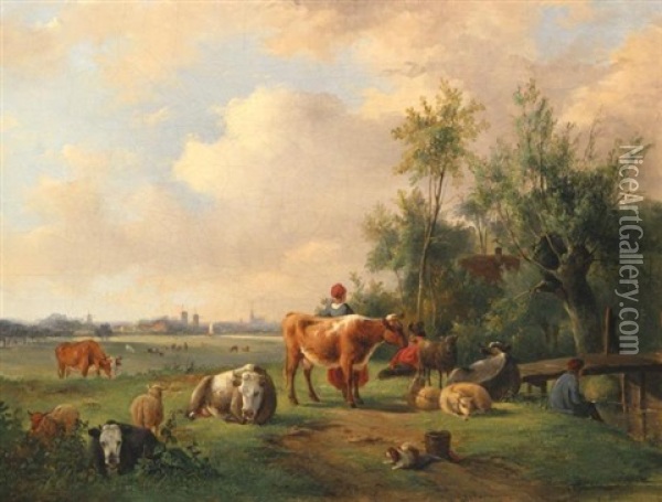 Shepherds Oil Painting - Jan Van Ravenswaay