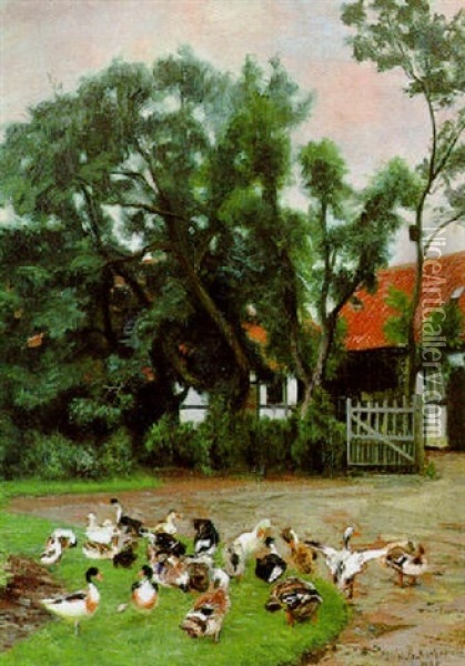 Entenhof Oil Painting - Vilhelm Theodor Fischer