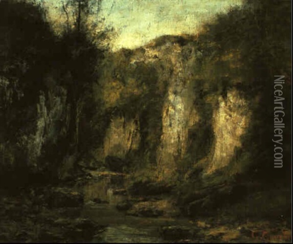 Landschaft Mit Steilfelsen Oil Painting - Gustave Courbet